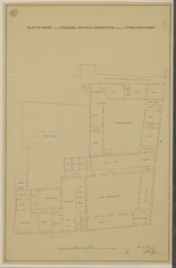 216695 Plattegrond van de begane grond van de Nicolaikazerne aan de Tuchthuissteeg te Utrecht, met het daarin ...